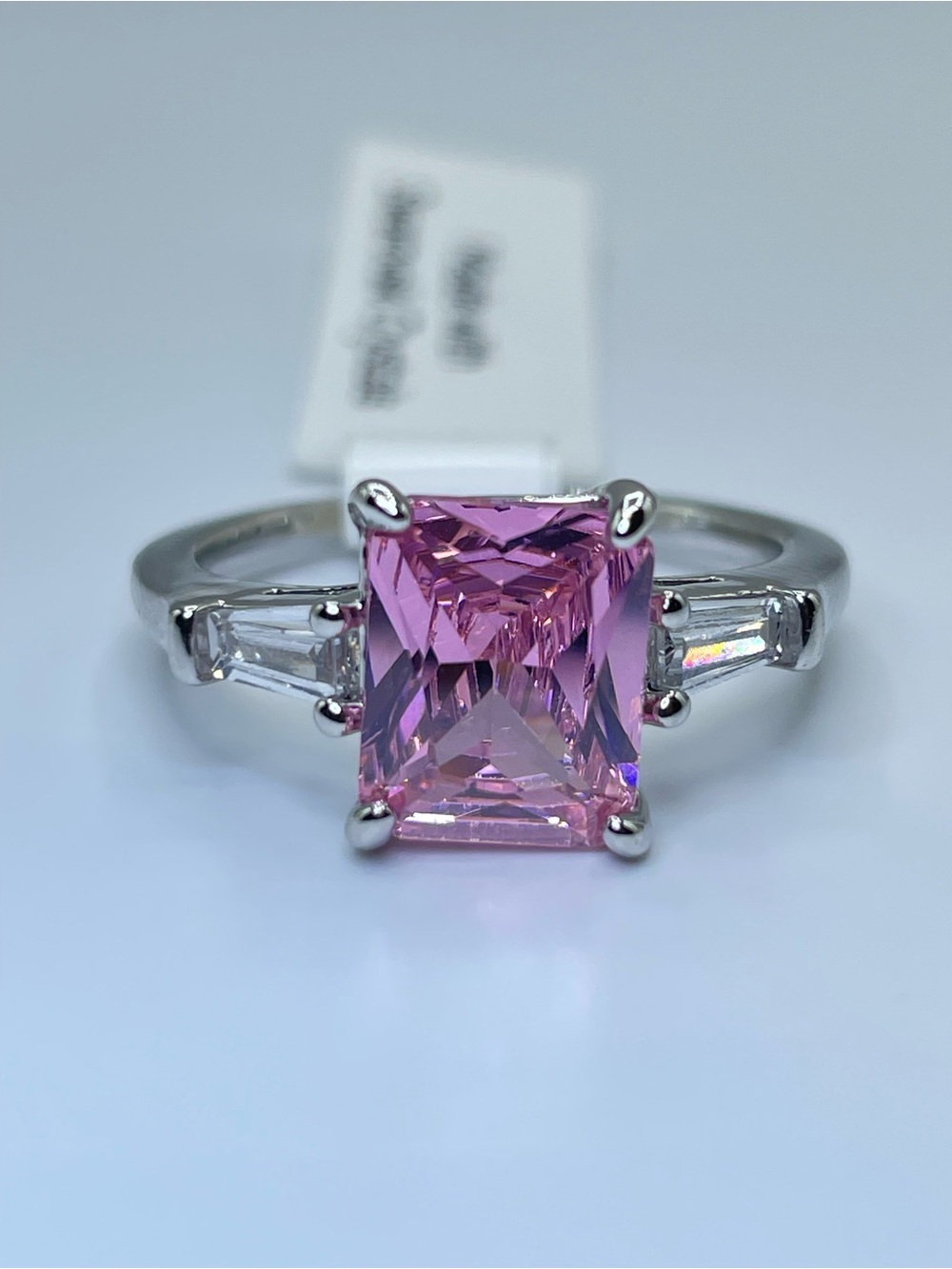Swarovski Crystals Elements Pink Crystal Solitaire Glam Cocktail Ring Sz 9